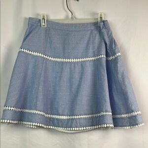 White House Black Market Light Blue Mini Skirt with White Accents